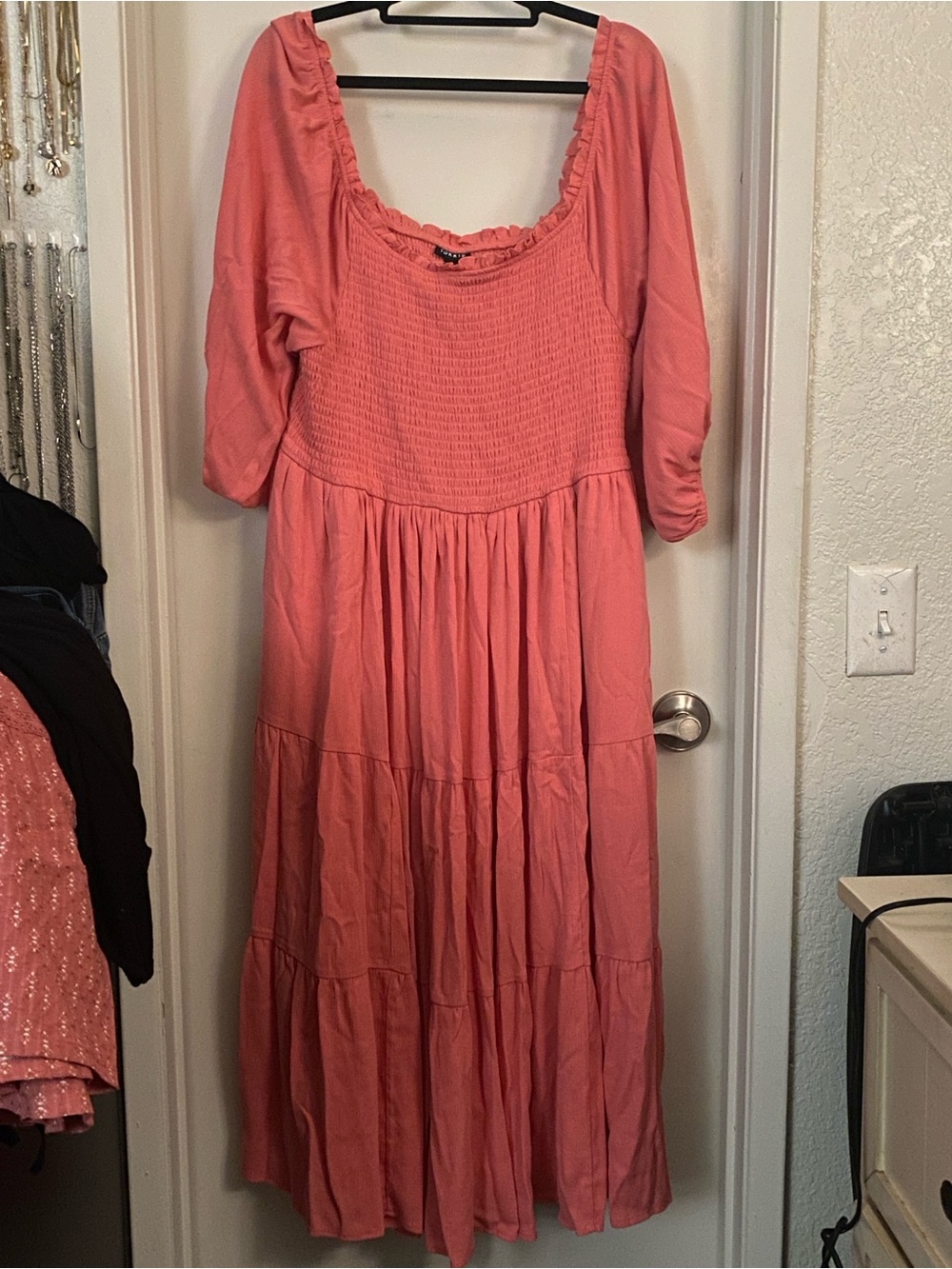 torrid Coral Smocked Tiered Maxi Dress